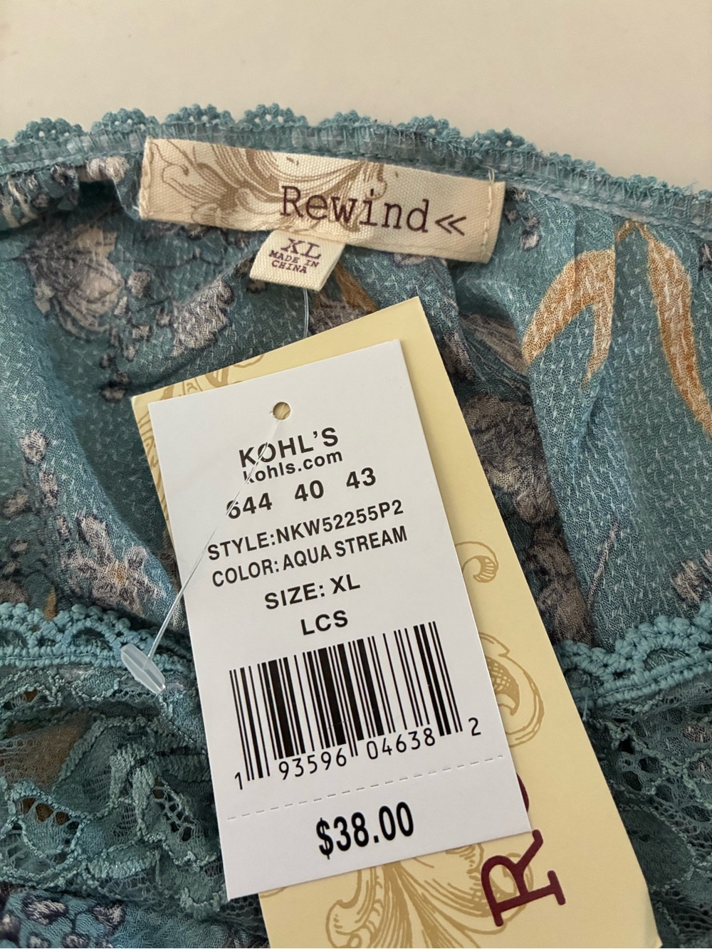Rewind Aqua Stream Lace-Trim Floral Camisole Cold Shoulder Blouse - Picture 2 of 3
